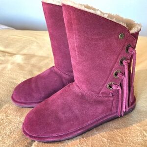 Women's Suede Boots in Rich Wine Color